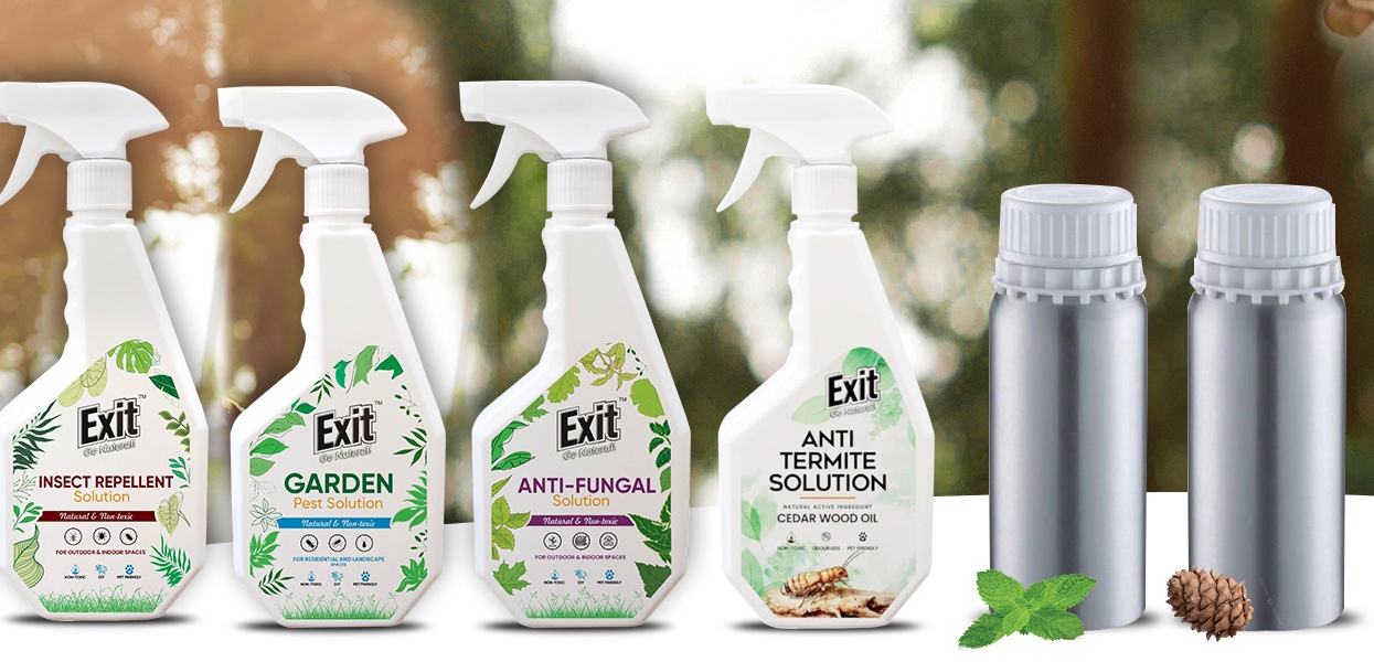 The Exit range: insect repellent, garden pest, anti-fungal and anti-termite solutions